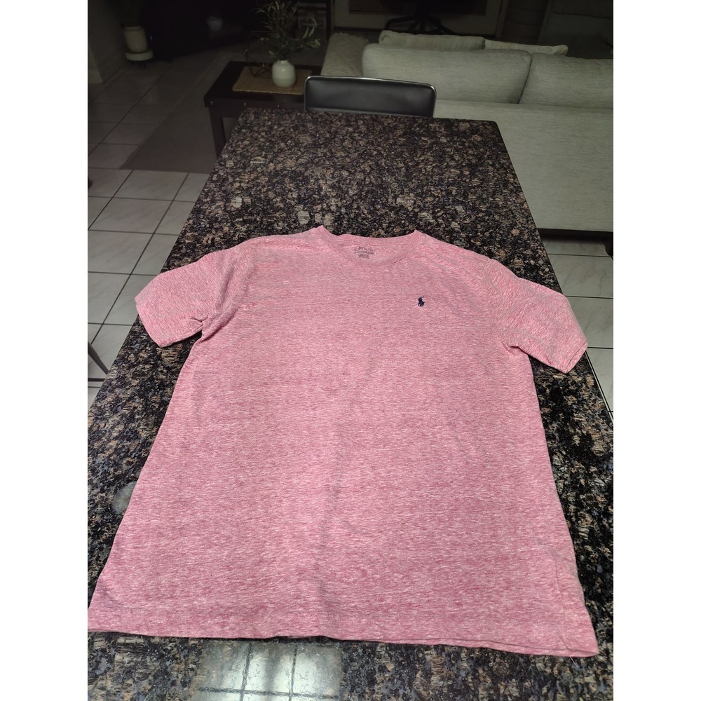 Polo Ralph Lauren Boys XL 18-20 Pink Heathered Short Sleeve Pony Logo T-Shirt